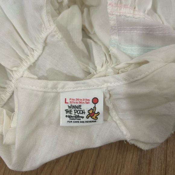 VTG 80s WINNIE THE POOH FLORAL‎ EYELET SEARS PRARIE BIB DRESS 12m 26-31lbs USA - Picture 15 of 16